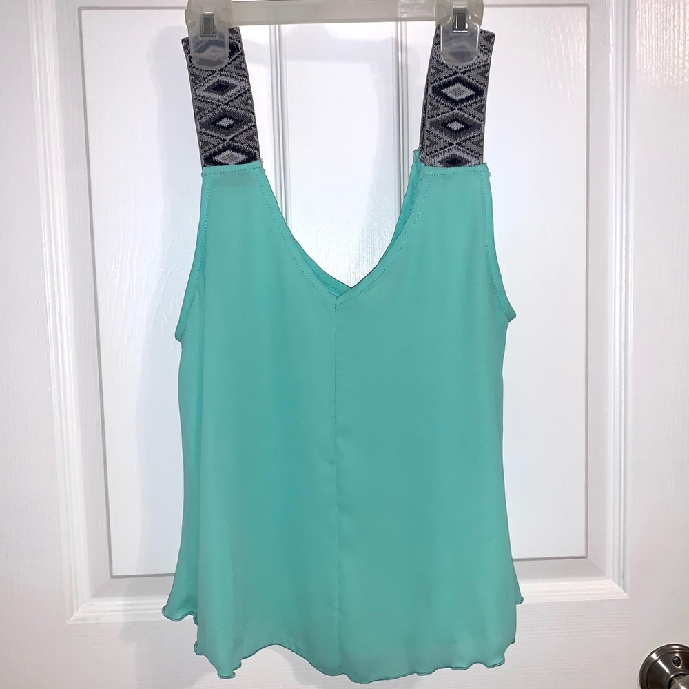 Tank Top with Patterned Straps